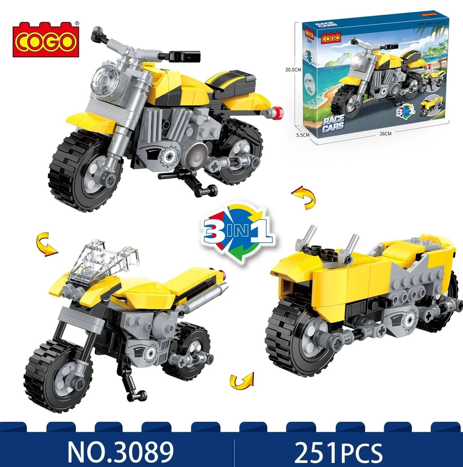 Cogo - Motocicleta Armable 3en1 251 Pzs 6a+