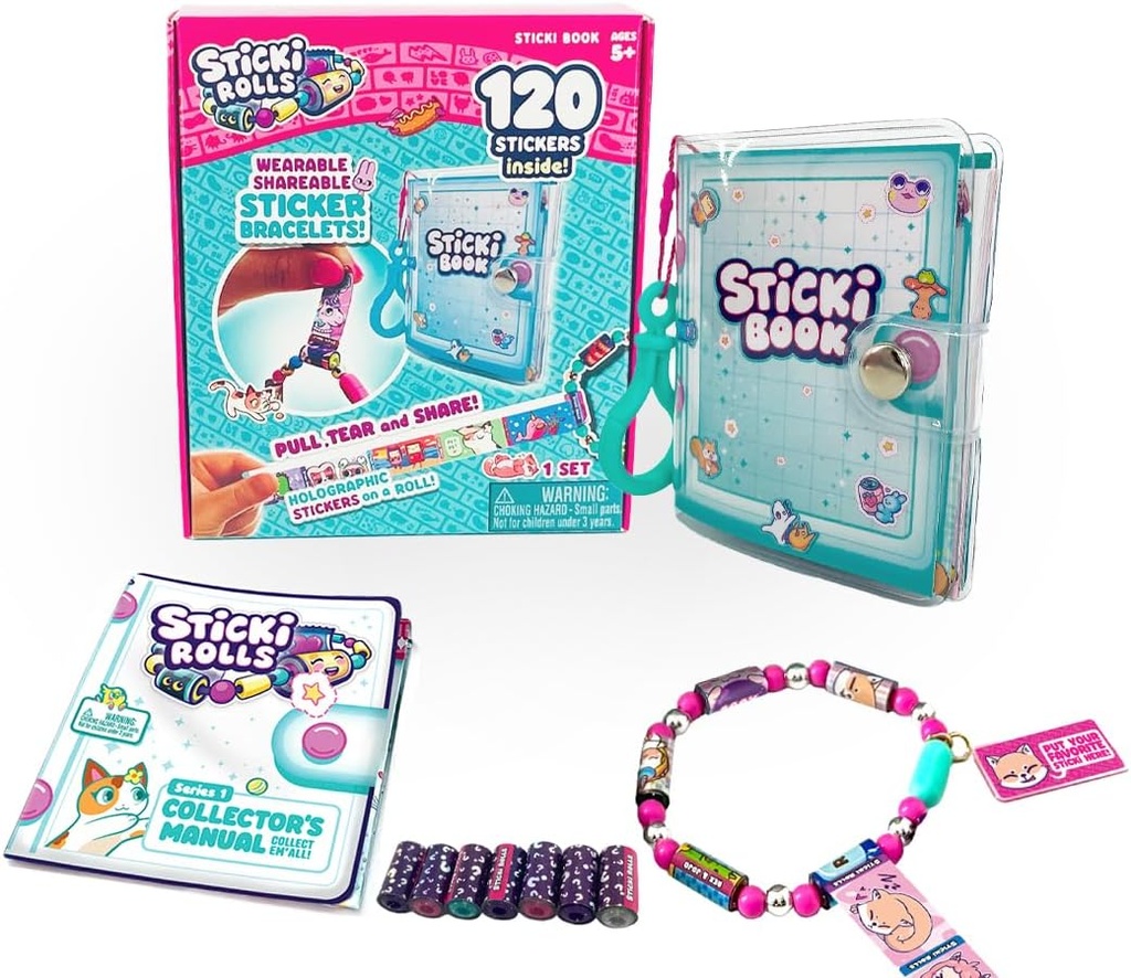 Pulseras con 120 Stickers con Libreta de Stickers 5a+ (Sticki Rolls)