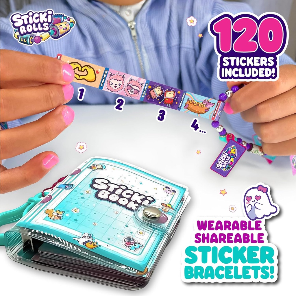 Pulseras con 120 Stickers con Libreta de Stickers 5a+ (Sticki Rolls)