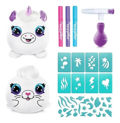 Airbrush - Peluche Set de 2 con Aerógrafo Lavable 10cm 6a+