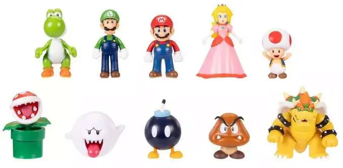 Figuras Nintendo Super Mario Bross Amigos y Enemigos Set de 10 / 3a+
