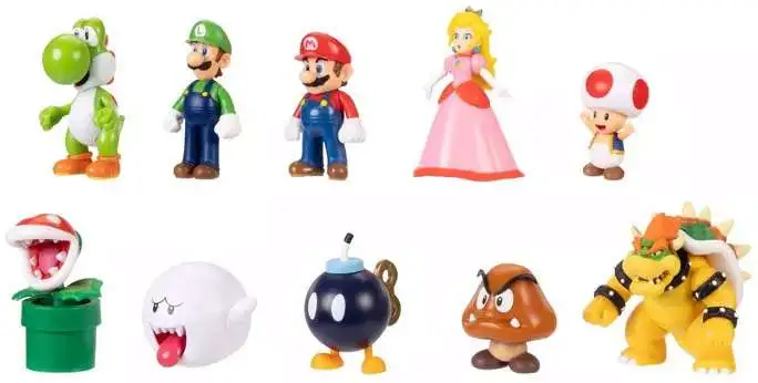 Figuras Nintendo Super Mario Bross Amigos y Enemigos Set de 10 / 3a+