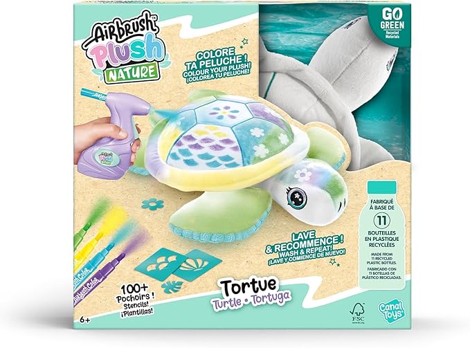 Airbrush - Peluche de Tortuga para Personalizar con 100 Plantillas 6a+