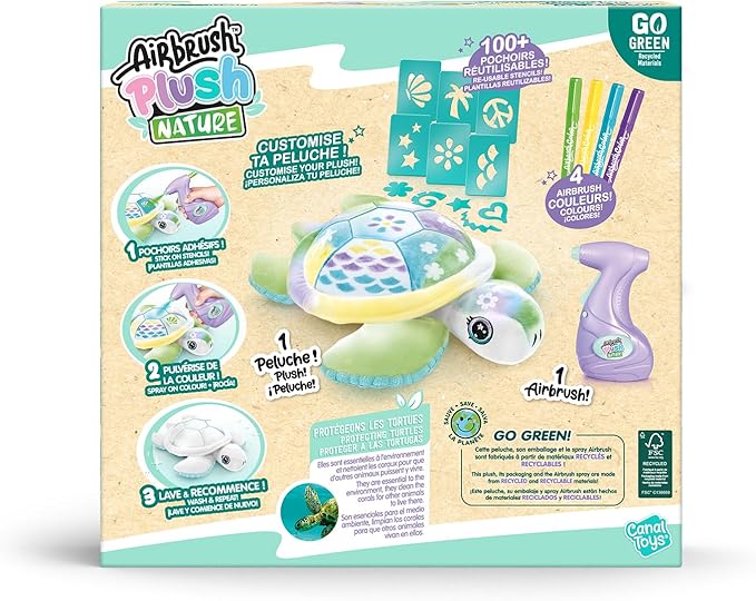 Airbrush - Peluche de Tortuga para Personalizar con 100 Plantillas 6a+