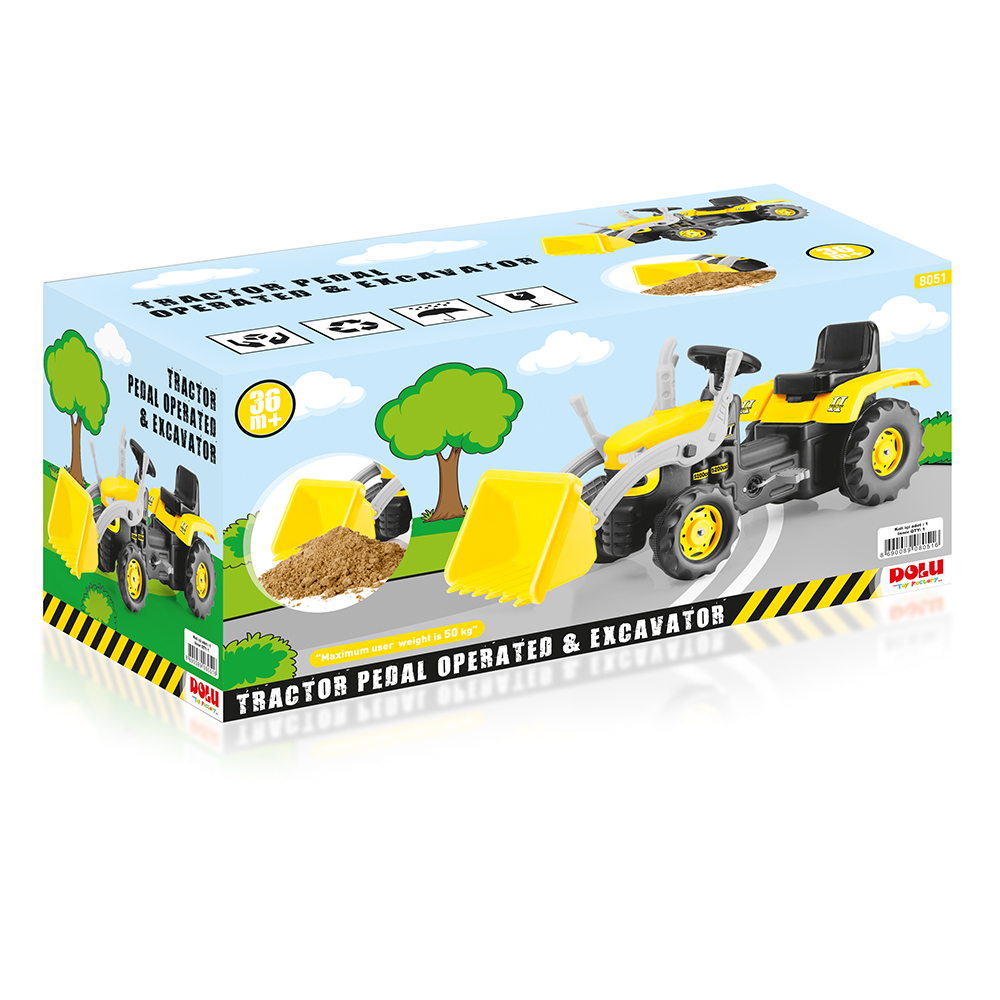 Tractor Amarillo de Pedal con Excavadora 3a+