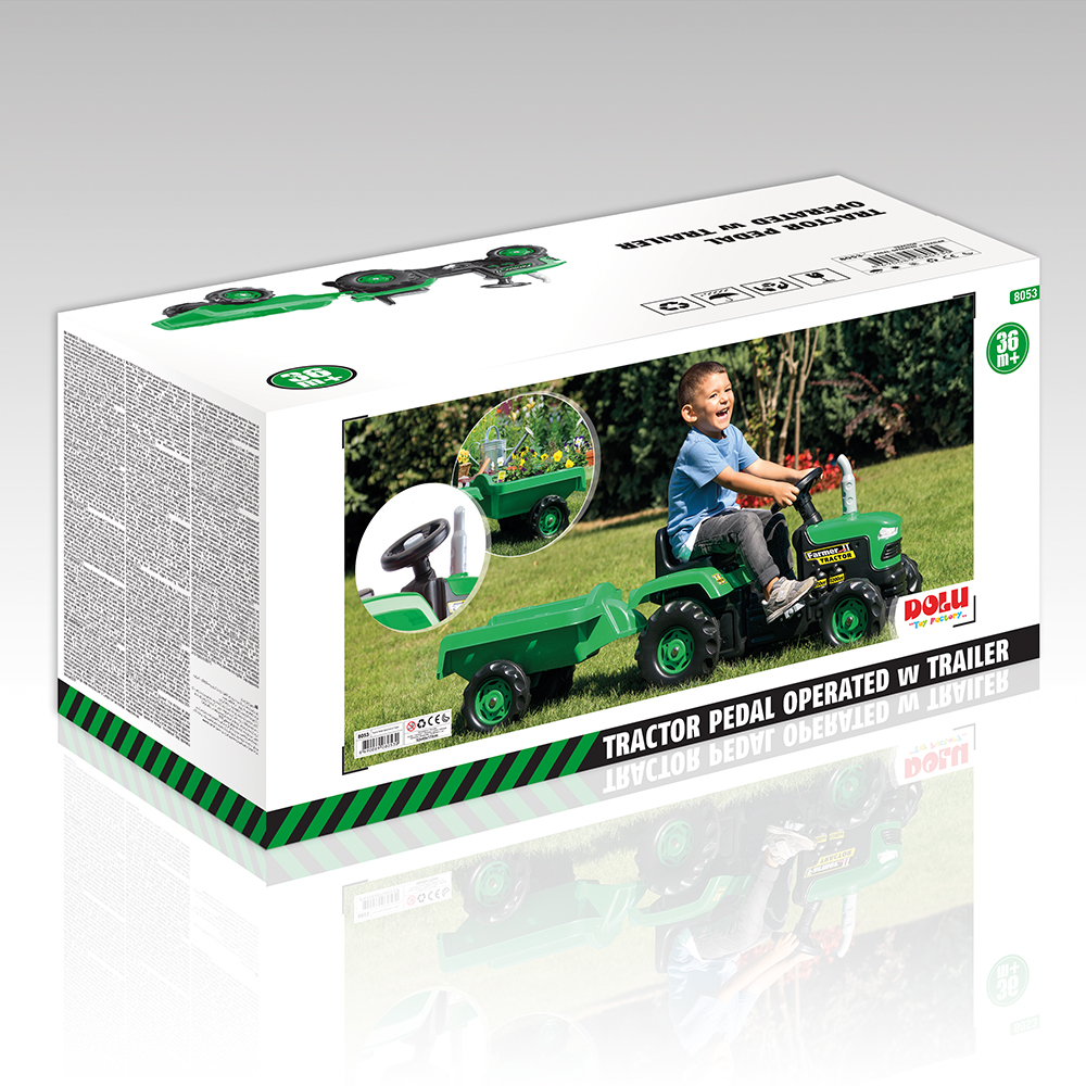 Tractor Verde de Pedal con Carreta  3a+