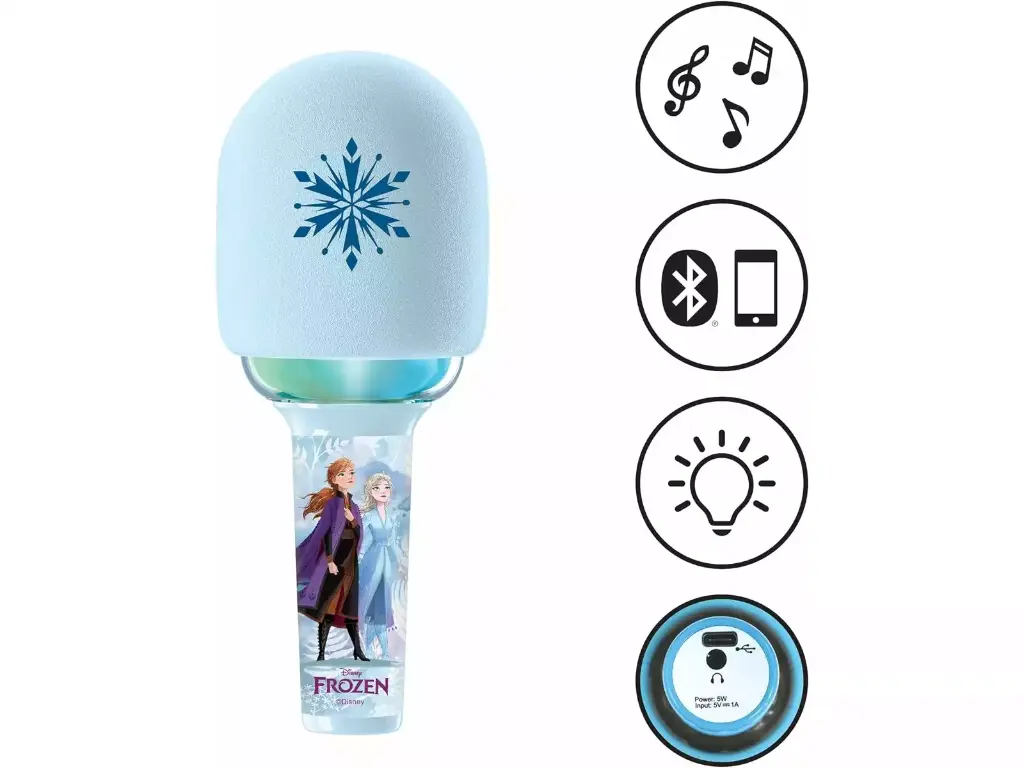 Micrófono Inalámbrico con Altavoz y Luces para Cantar Disney Frozen 4a+
