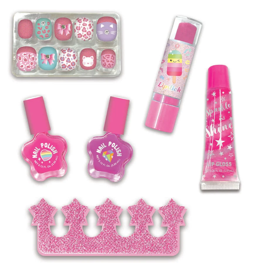 Estuche con Labiales y Esmaltes para Uñas de Leopardo 5a+