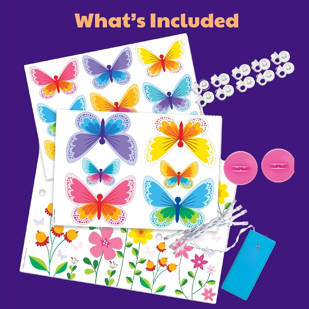 Kidz Maker Lienzo con Mariposas  3D y Iluminan 5a+