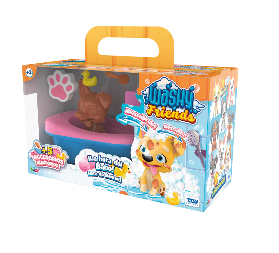Washy Friends - Figuras Lava y Revela tu Cachorro Con Tina y Accesorios 3a+ ( SurtIdo de 3 - Se Venden por Separado )