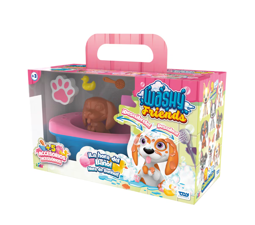 Washy Friends - Figuras Lava y Revela tu Cachorro Con Tina y Accesorios 3a+ ( SurtIdo de 3 - Se Venden por Separado )