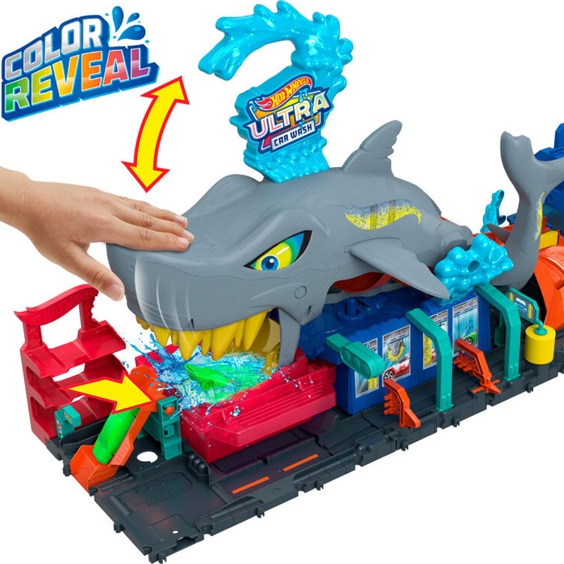 Hot Wheels City Lavado de Autos Mega Tiburón 3a+