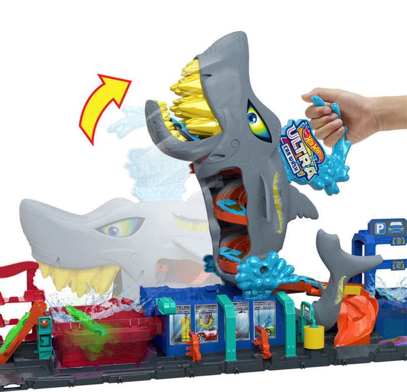 Hot Wheels City Lavado de Autos Mega Tiburón 3a+