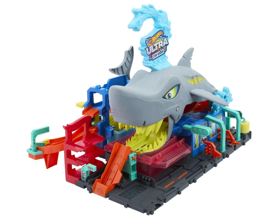 Hot Wheels City Lavado de Autos Mega Tiburón 3a+