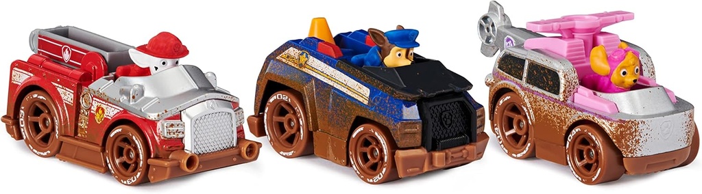 Vehiculos Paw Patrol Off Road Mud Metálicos Set/3 3a+