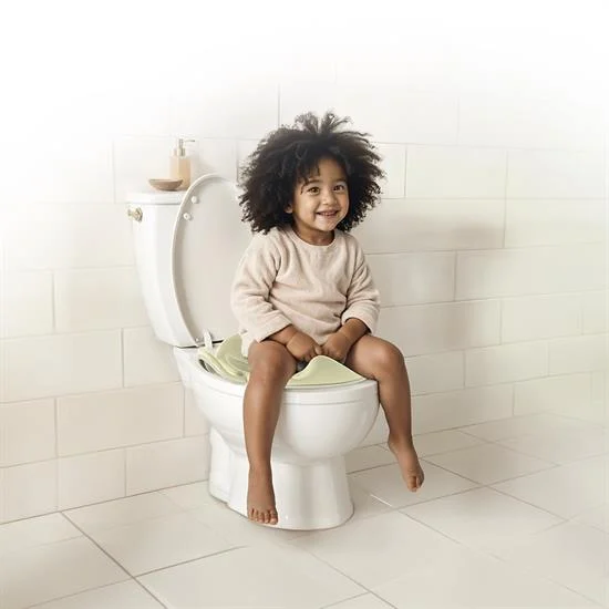 Asiento de Entrenamiento para Inodoro con Respaldo Bajo Antideslizante Verde 18m+