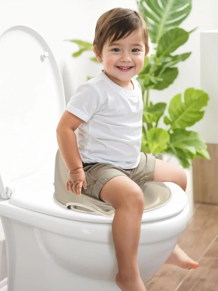 Asiento de Entrenamiento para Inodoro con Respaldo Alto Antideslizante Verde 18m+
