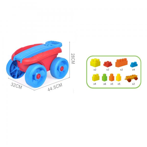 Carrito Rojo de Jalar con Bloques de Construcción 32pzs 3a+ (439879)