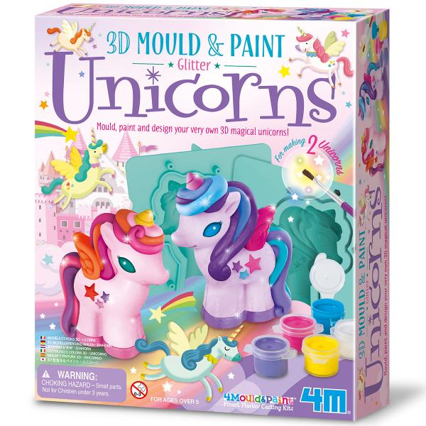 Juego Pinta y Moldea Unircornios 3D Brillantes 5a+
