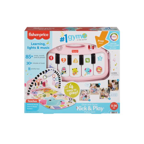 Fisher-Price Gimnasio Rosa Piano Pataditas Musicales Brilla y Crece Rosado 0m+