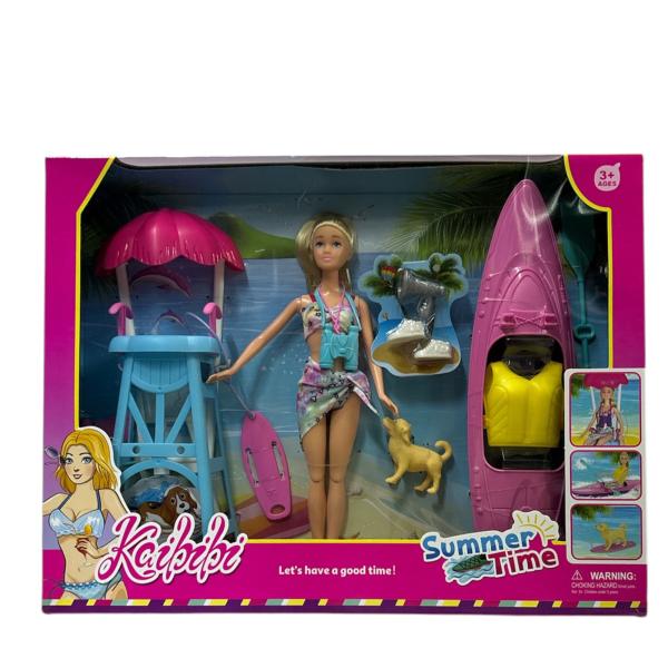 Muñeca con Kayak-Silla de Playa  y Accesorios 3a+ (455916)