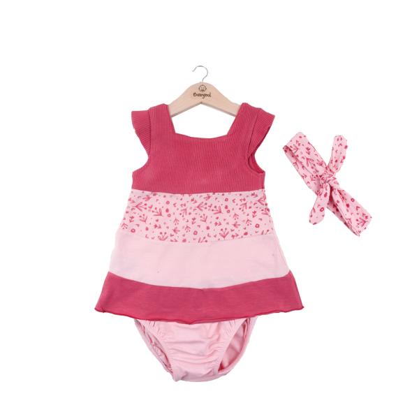 Vestido + Braga + Cinta Color Frambuesa 12m (635180)