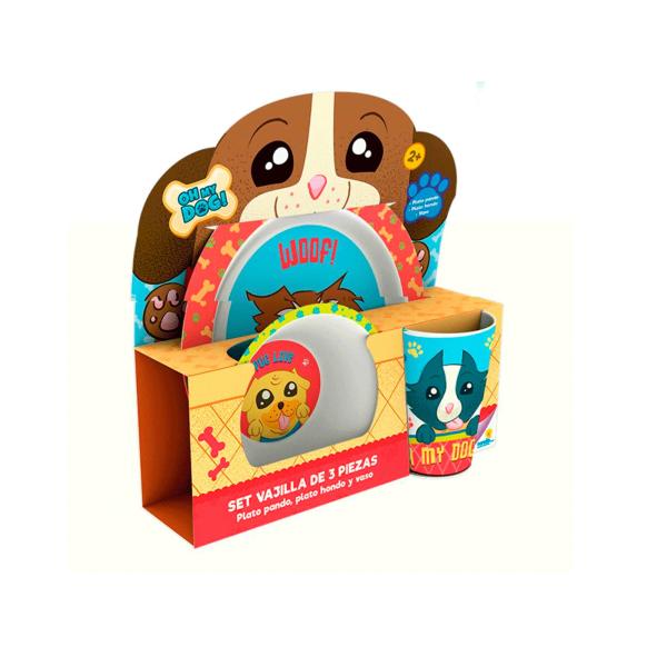 Set de Vajilla de 3 Pzs de Perros 2a+