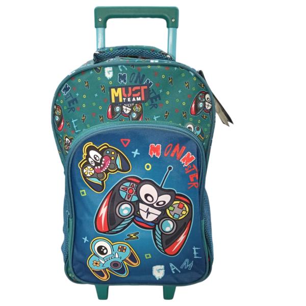 Salveque Grande con rodines,cartuchera y lonchera Gamer 3a+