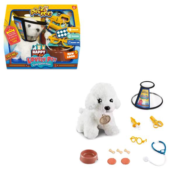 Perro de Peluche con Accesorios Blanco con Café 3a+ (452939)