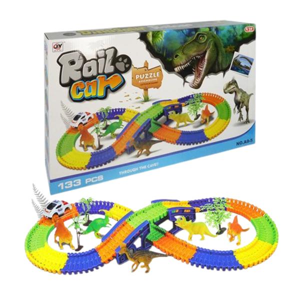 Pista de Carros Armable Rain Car Dinosaurios 133pzs 3a+ (438193)