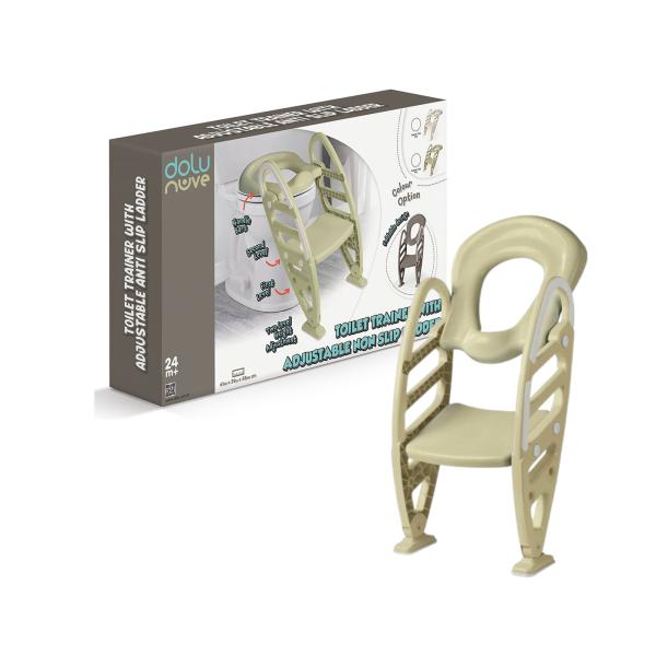Inodoro Entrenador con Escalera Ajustable Antineslizante Beige 24m+