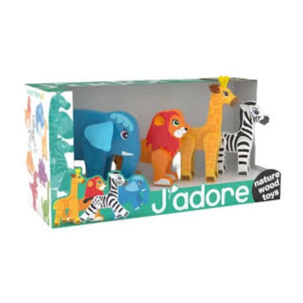 Figuras de Animales de la Selva de Madera Set/4 1a+