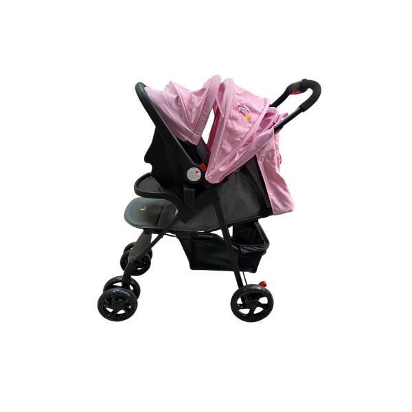 Coche 4 Rueda Rosado  c/Portabebé 14Kg Máx(459419)