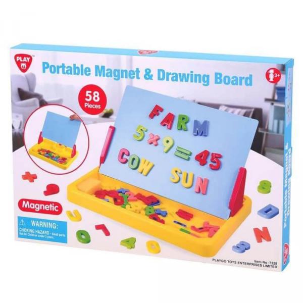 Pizarra Portátil con Letras y Números Magnéticos- 58 piezas 3a+