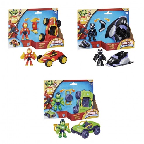 Figuras Marvel Iron Man and his Awesome Friends con Vehiculo Surt/3 3a+