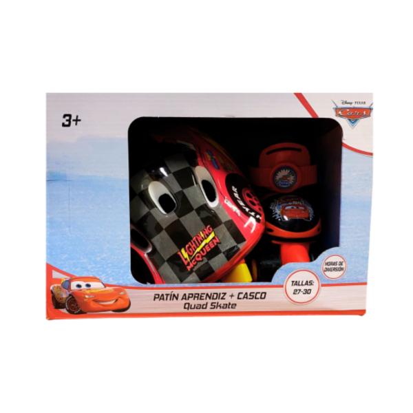 Patines de 4 Ruedas C/ Casco Disney Pixar Cars para Principiantes T27-30 3a+