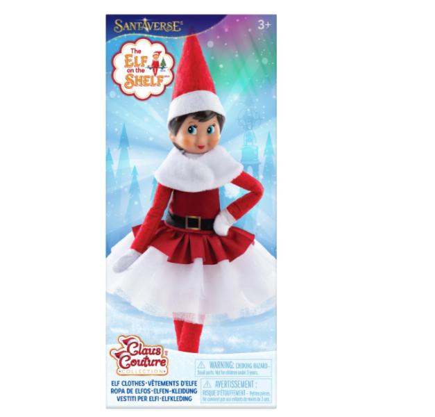 Elf on the Shelf - Vestido Navideño Con Corpiño Verde Brillante Lazo Rojo Y Falda De Cuadros Para Elfo 3a+(CCSANTADRS)