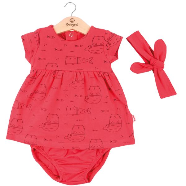 Vestido + Braga + Cinta Peces Color  Salmón 6m (611184)