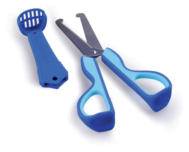 Tijeras de Comida para Bebé 3en1 Azul