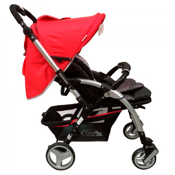 Coche de Aluminio Tres Posiciones Color Rojo con Gris  4 Ruedas 6-36 Meses
