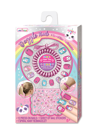 Juego de Uñas y Pulsera Espiral Y Cola Gaticornio 5a+