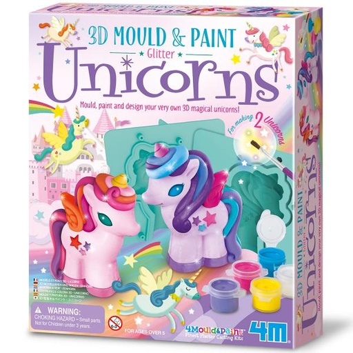 [4M4770] Juego Pinta y Moldea Unircornios 3D Brillantes 5a+