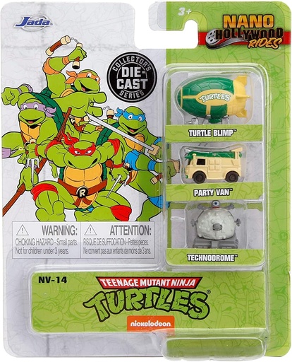 [JA31790] Carros Nano de Tortugas Ninja  Hollywood Rides 4cm  Set/3 3a+