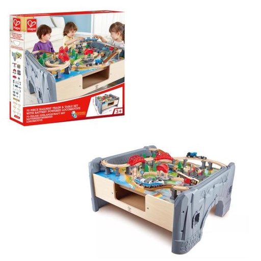 [HIE3766] Mesa con Pista Férrea y Accesorios 70Pzs 3a+