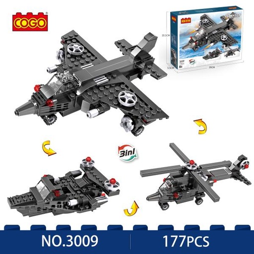 [CO3009] Helicóptero-Avión Skybolt Armable 3en1 177pzs 6a+