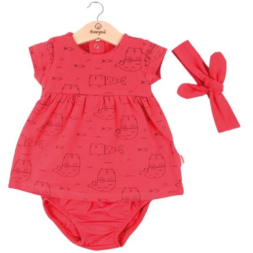 [BBL1301699M] Vestido + Braga + Cinta Peces Color  Salmón 9m (611191)