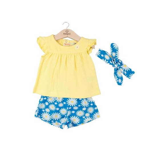 [BBL1310236M] Conjunto de 2 Piezas + Cinta Blusa y Short verde C/ Celeste 6m (633995)