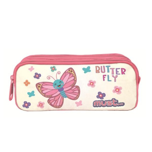 [DK585511] Cartuchera Must Energy 21X6X9 cm 2 Cremalleras, Butterfly