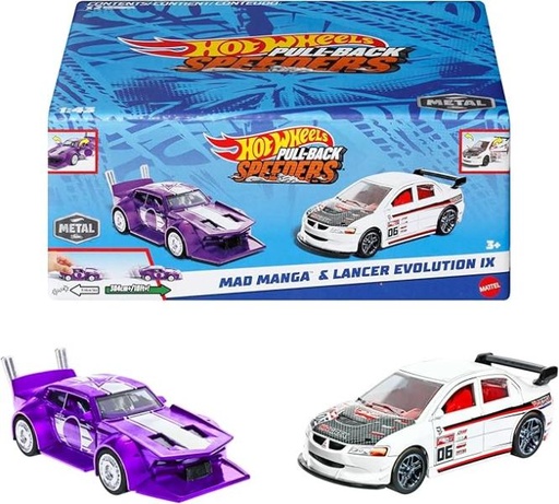 [MTHPR91] Hot Wheels Set/ 2 Autos de Fricción Pull-Back 3a+