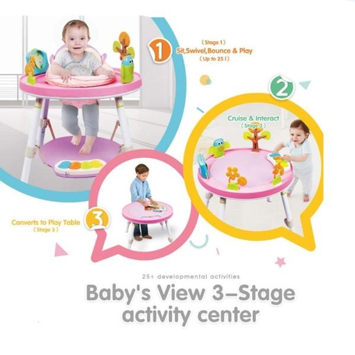 [AL00193] Centro De Actividades Rosado de 3 etapas Para Bebé 4m+(448680)